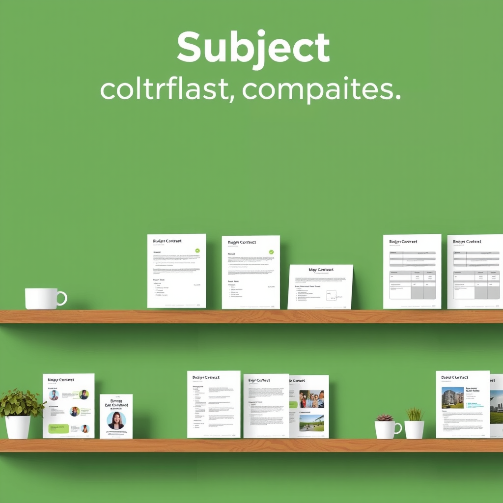 Professional document templates showcase featuring business forms, contracts, and educational materials